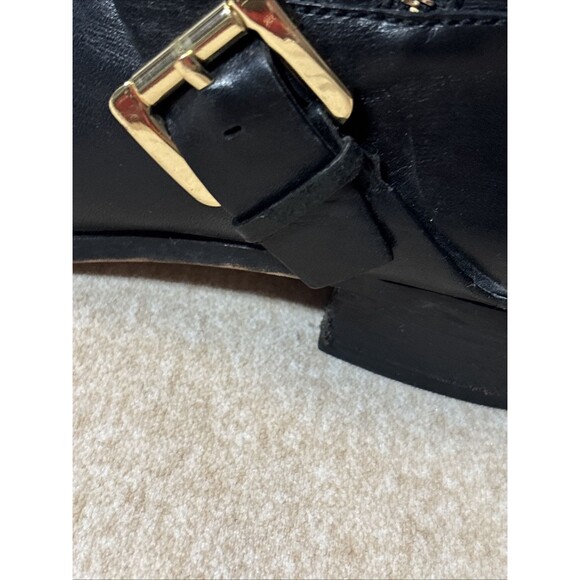 Michael Kors Boots Womens Gansevoort Moto Booties Black Leather Mid Buckle 8.5 - Picture 8 of 13